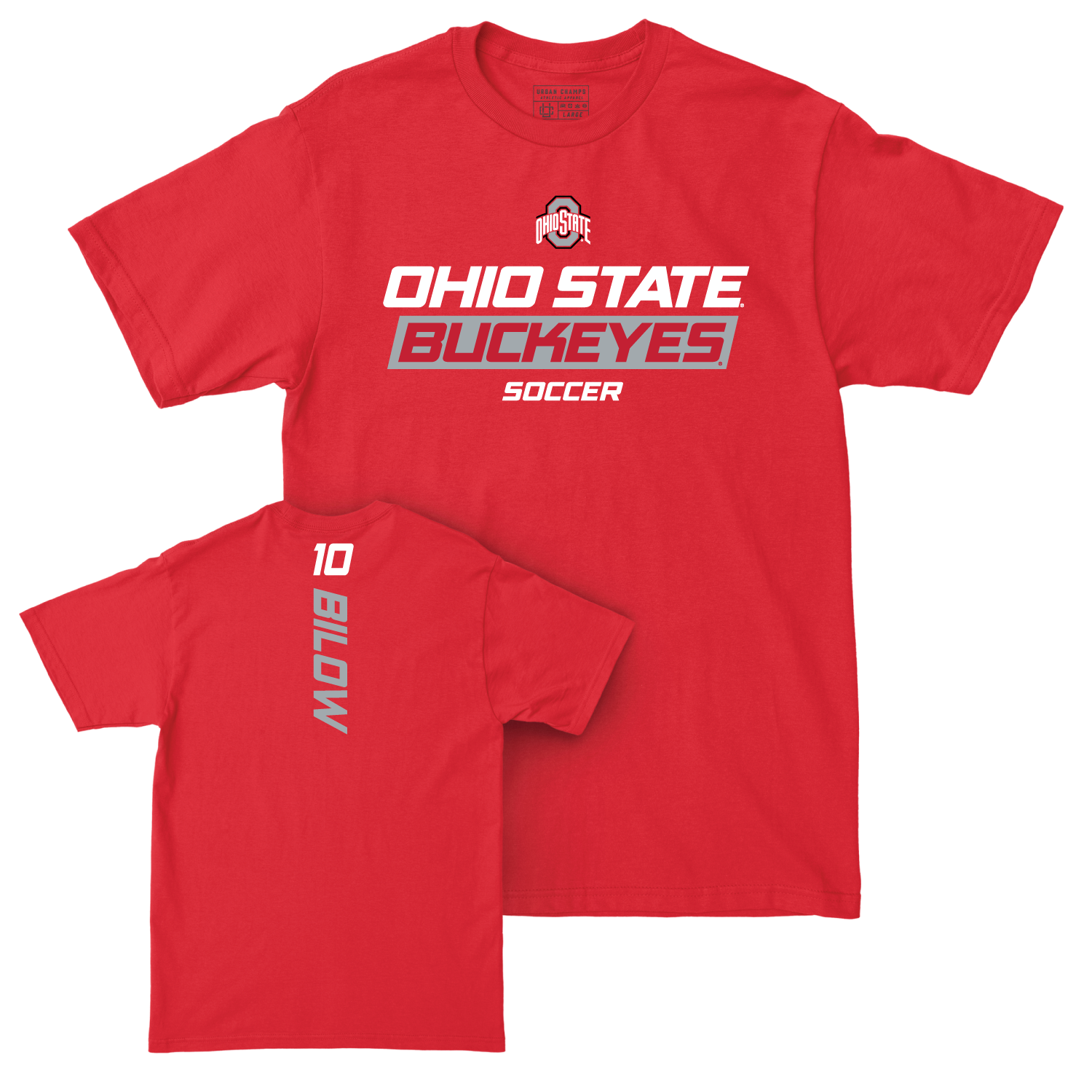 Ohio State Men's Soccer Red Rush Tee - Ashton Bilow | #10