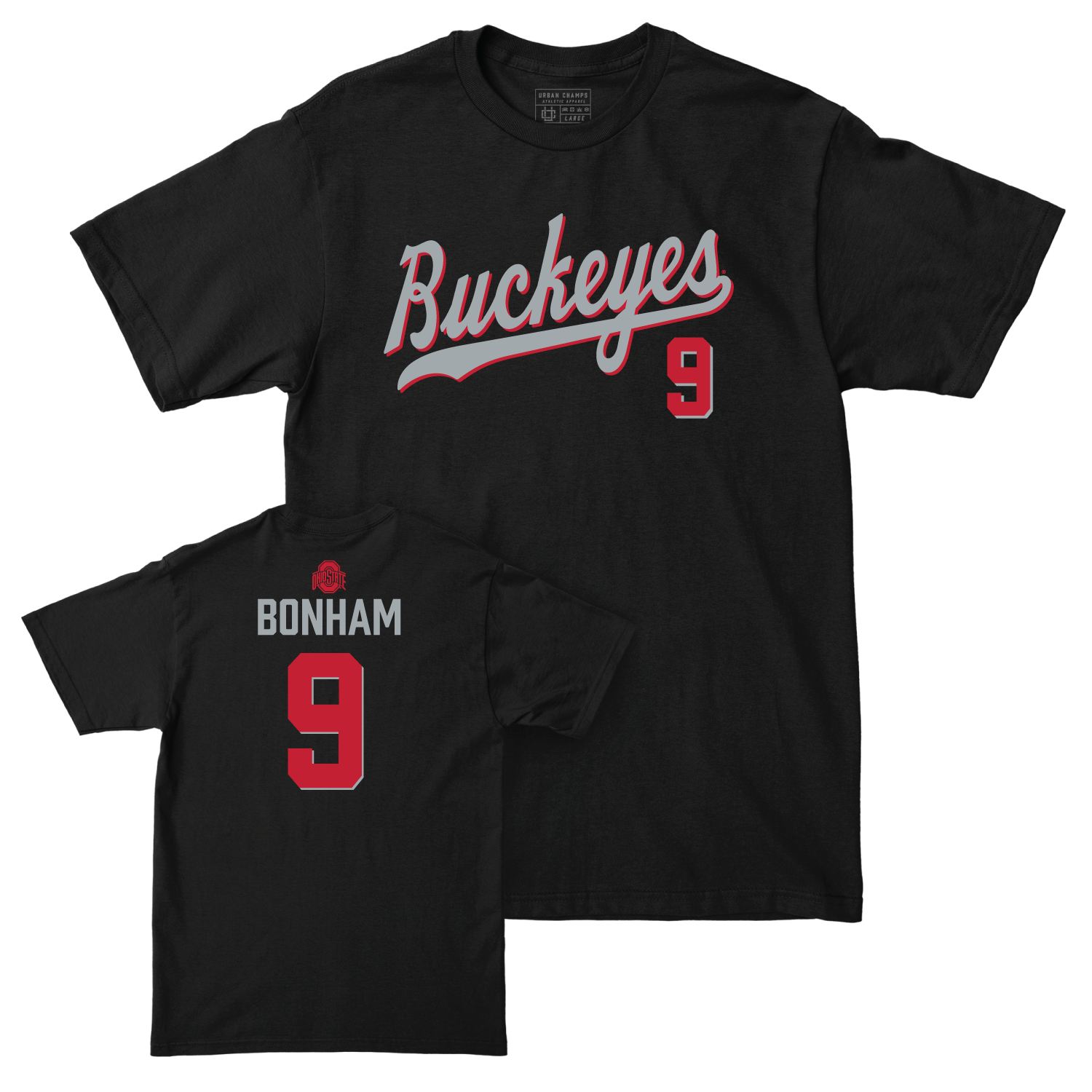 Ohio State Women's Soccer Black Script Tee - Jadin Bonham | #9