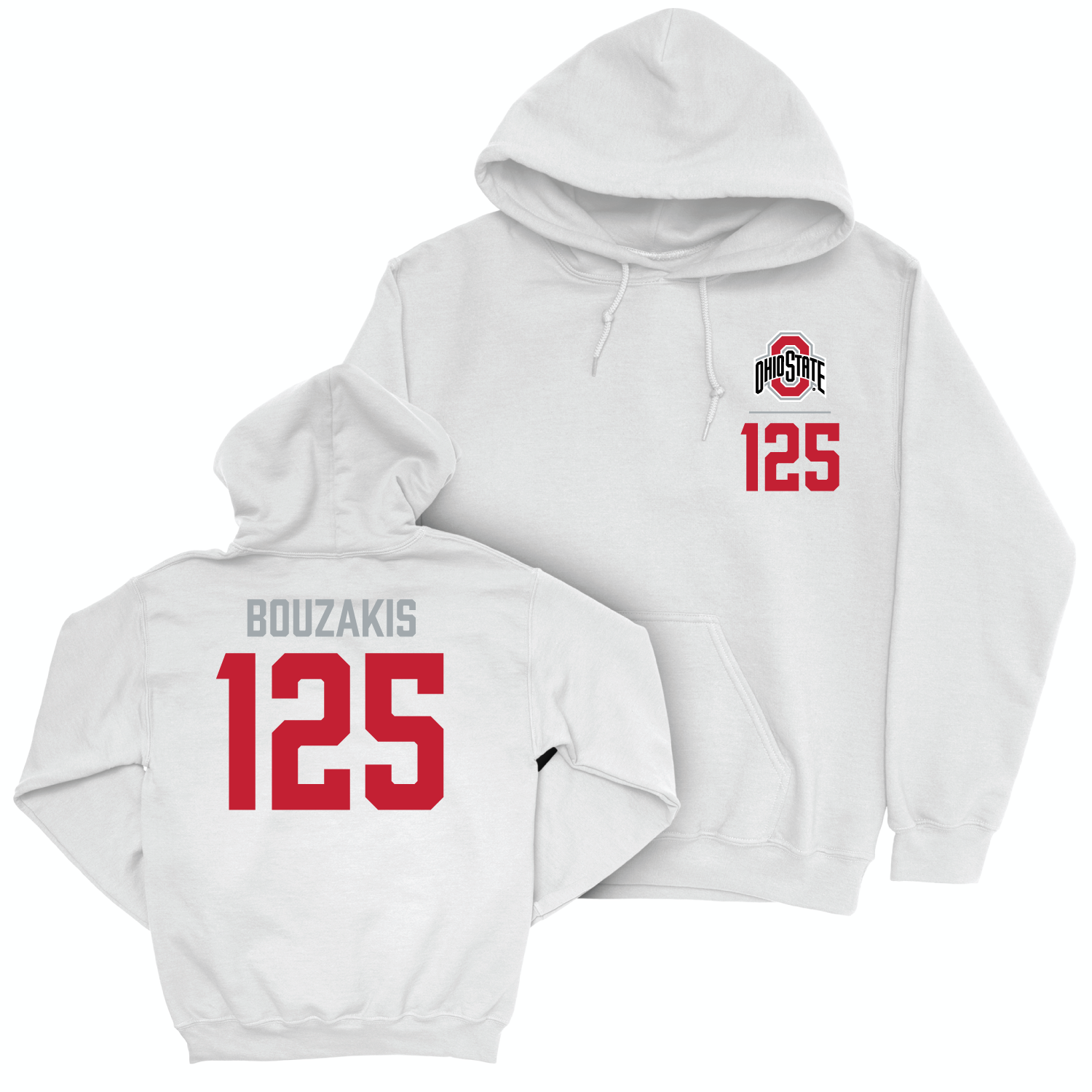 Ohio State Men's Wrestling White Logo Hoodie - Nic Bouzakis