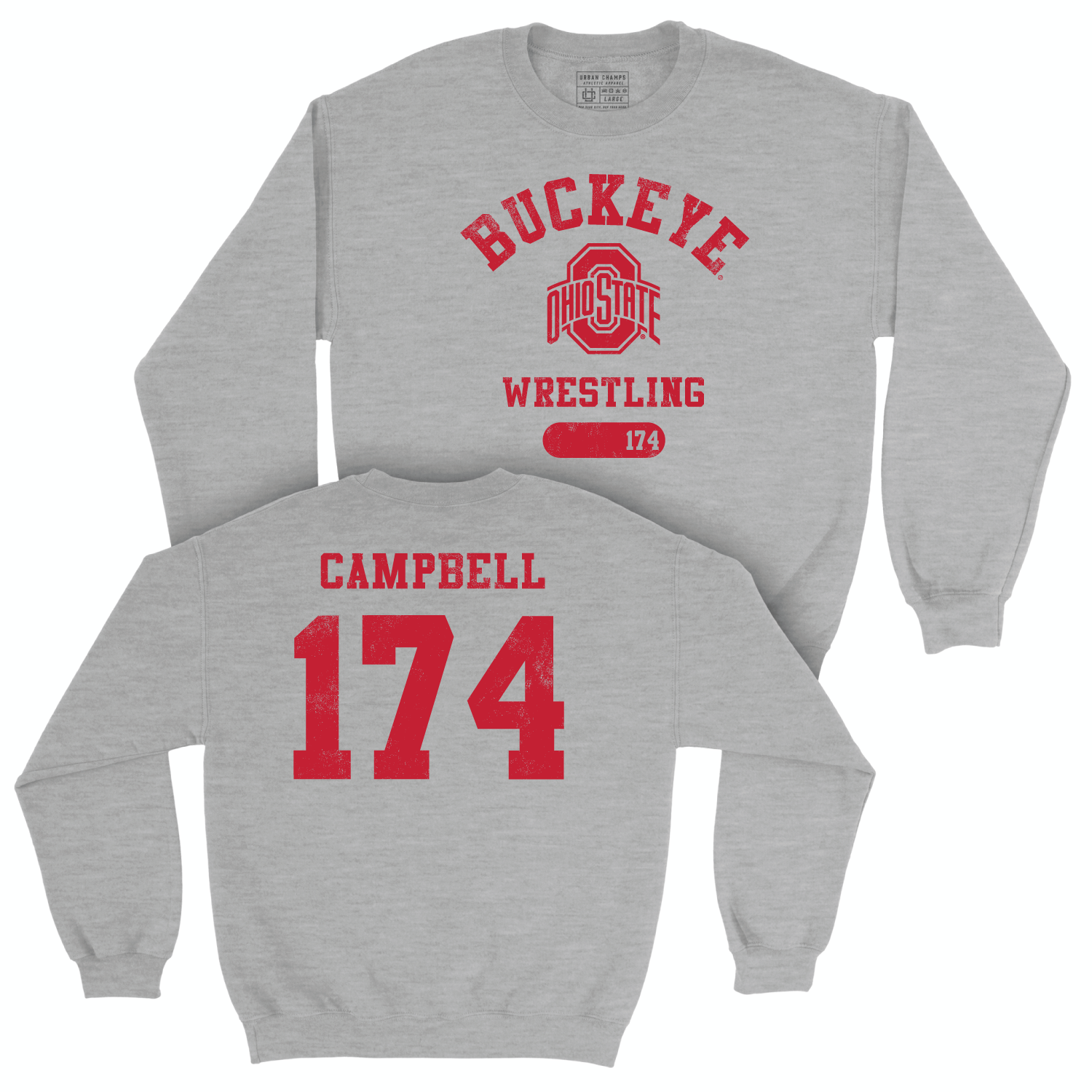 Ohio State Men's Wrestling Sport Grey Varsity Crew - Boede Campbell