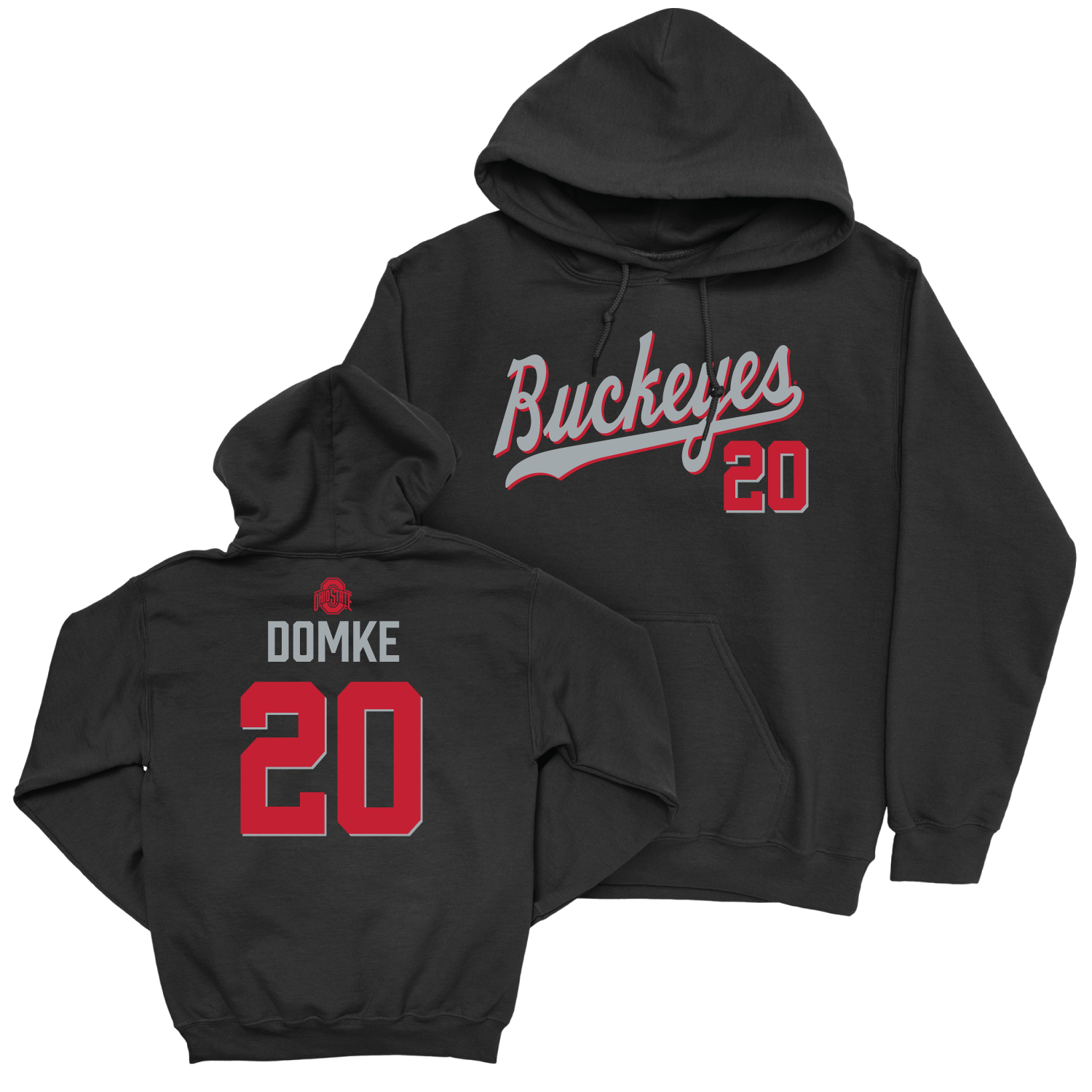 Ohio State Baseball Black Script Hoodie - Chris Domke | #20