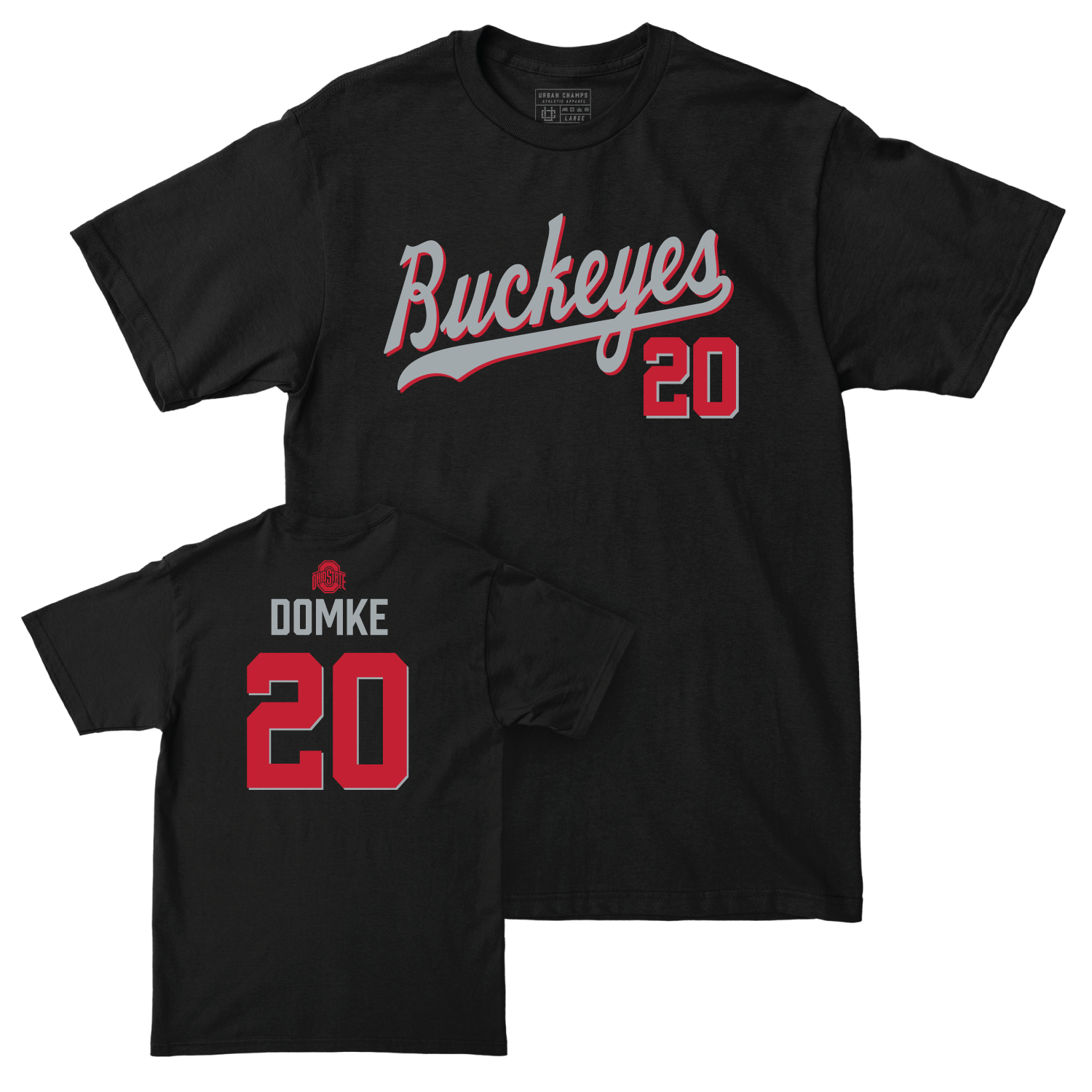 Ohio State Baseball Black Script Tee - Chris Domke | #20