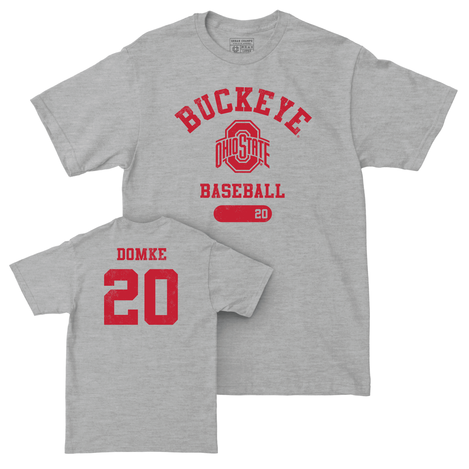 Ohio State Baseball Sport Grey Varsity Tee - Chris Domke | #20