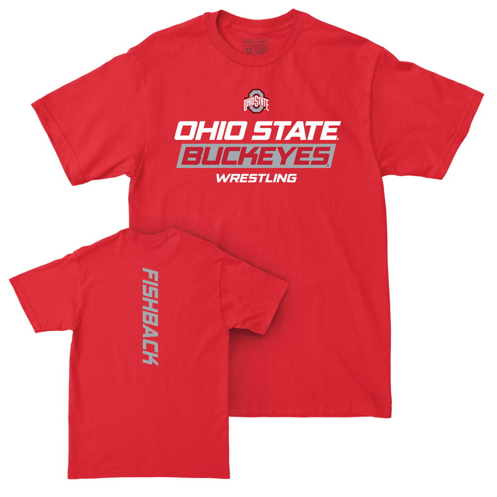 Ohio State Men's Wrestling Red Rush Tee - Dylan Fishback