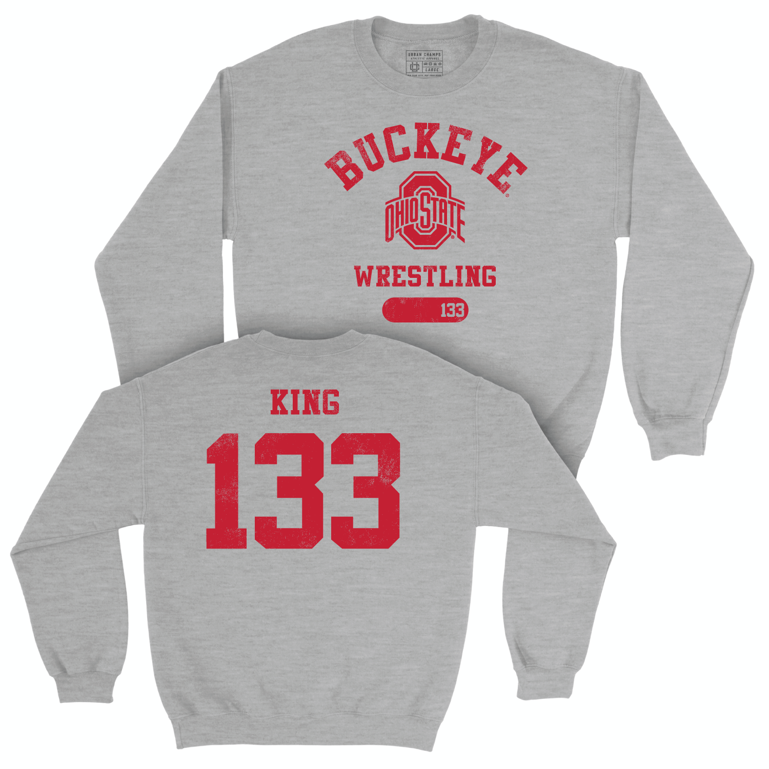 Ohio State Men's Wrestling Sport Grey Varsity Crew - Dakota King
