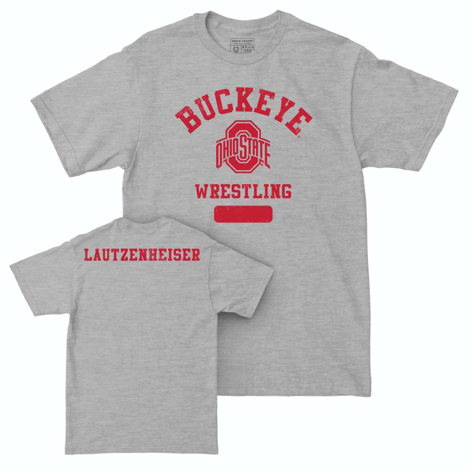 Ohio State Men's Wrestling Sport Grey Varsity Crew - Garett Lautzenheiser