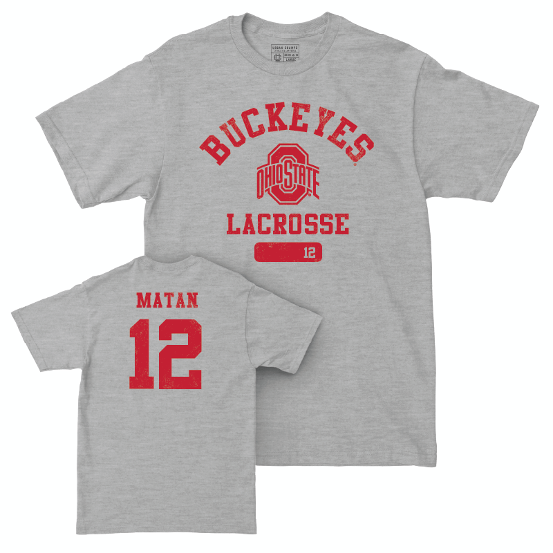 Ohio State Men's Lacrosse Sport Grey Varsity Tee - Joe Matan | #12