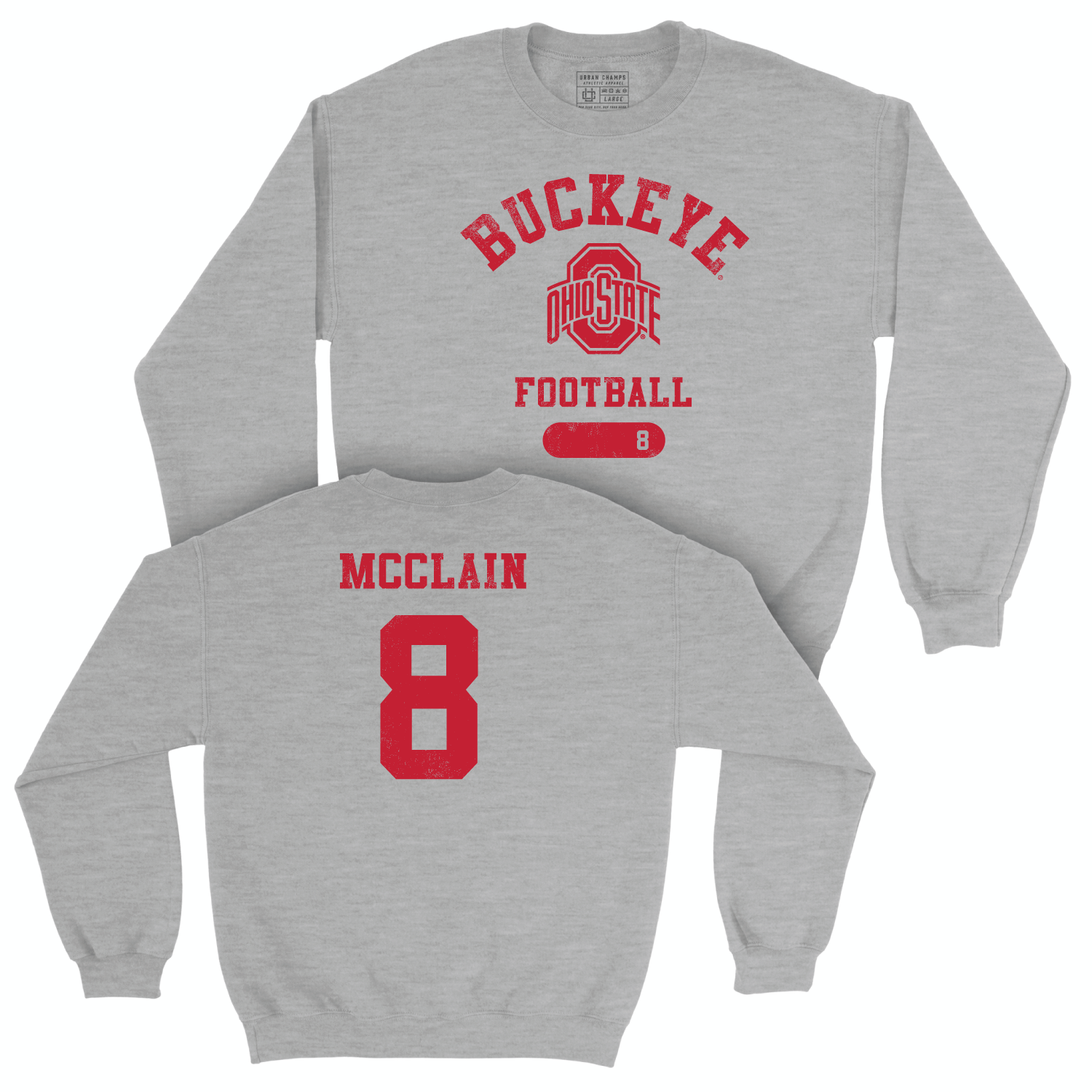 Ohio State Football Sport Grey Varsity Crew - Jaylen McClain | #8