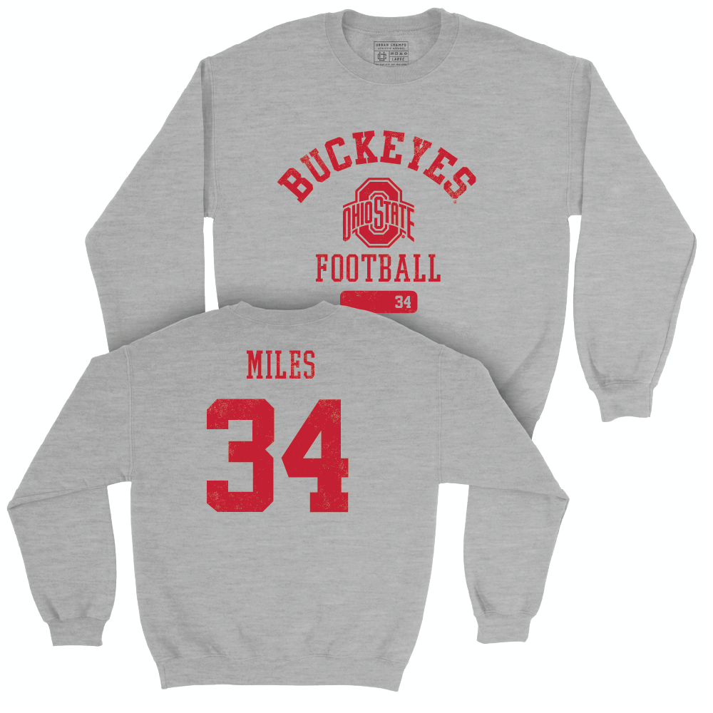 Ohio State Football Sport Grey Varsity Crew - Bukari Miles