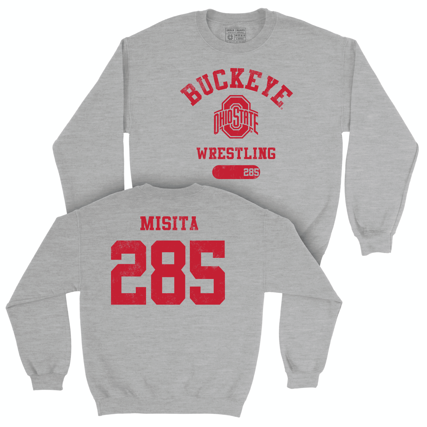 Ohio State Men's Wrestling Sport Grey Varsity Crew - Mike Misita