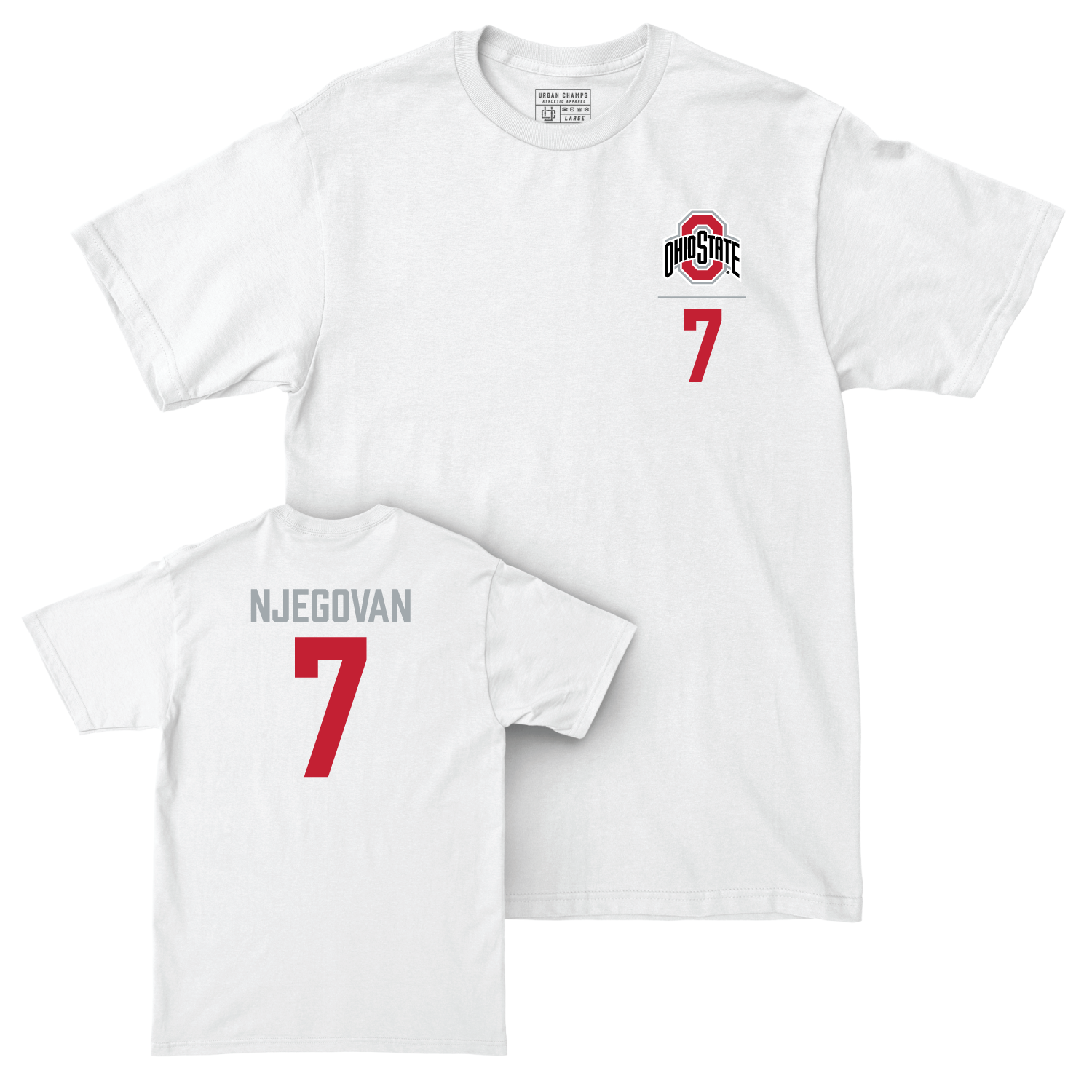 Ohio State Men's Basketball White Logo Comfort Colors Tee - Ivan Njegovan | #7