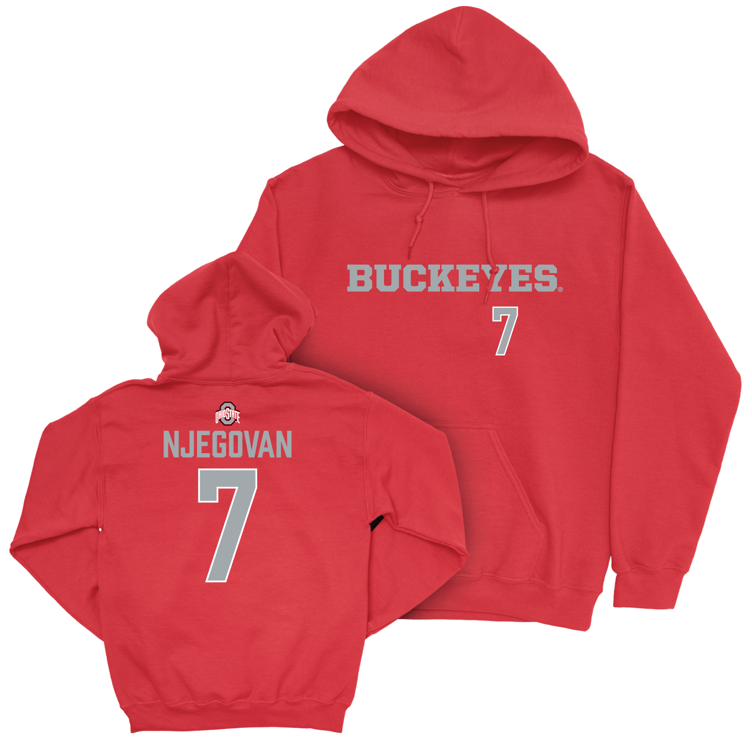 Ohio State Men's Basketball Red Sideline Hoodie - Ivan Njegovan | #7