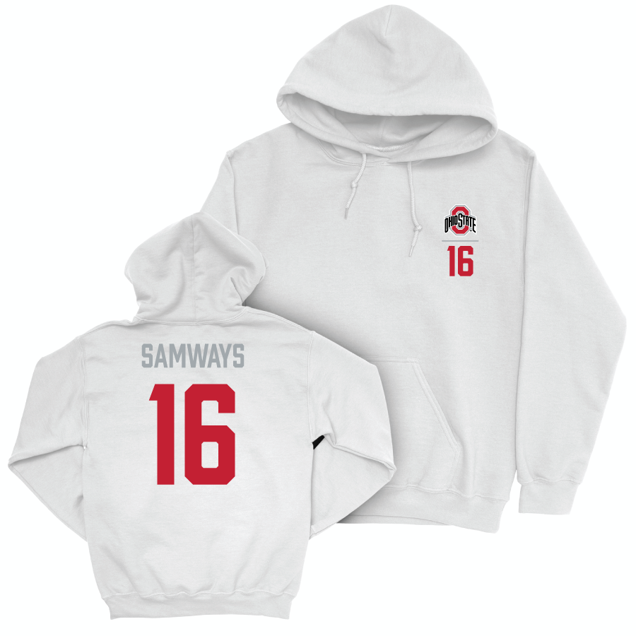 Ohio State Men's Soccer White Logo Hoodie - Anthony Samways | #16