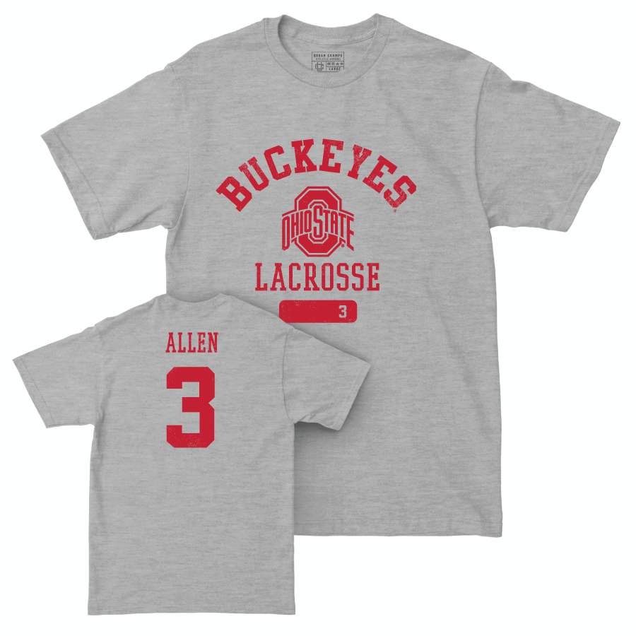Ohio State Men's Lacrosse Sport Grey Varsity Tee - Ari Allen | #3