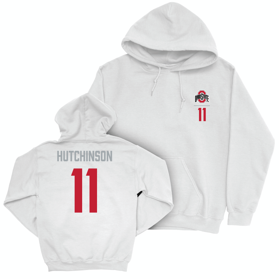 Ohio State Men's Volleyball White Logo Hoodie - Ben Hutchinson | #11
