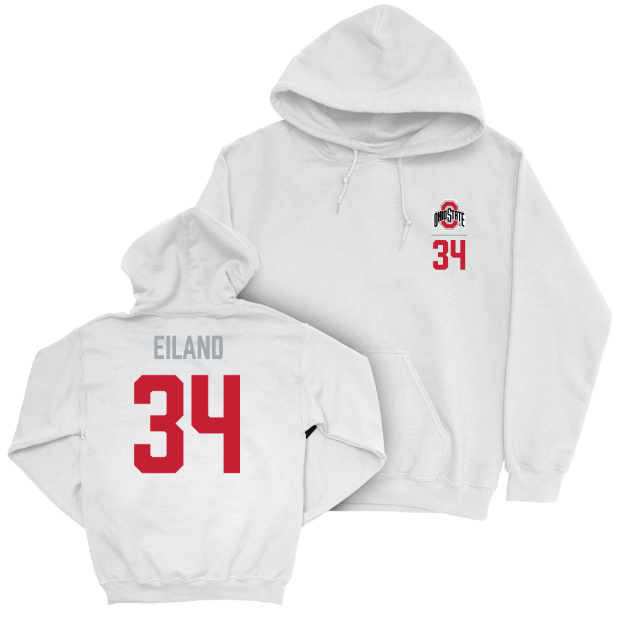 Ohio State Men's Lacrosse White Logo Hoodie - Blake Eiland | #34