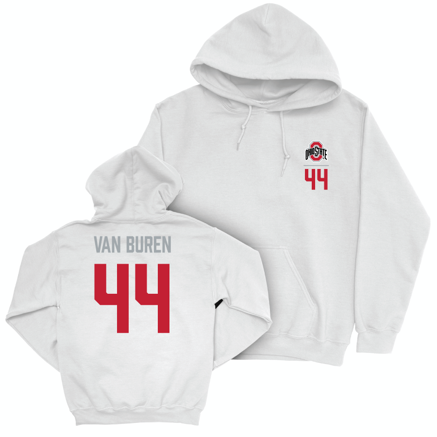Ohio State Men's Lacrosse White Logo Hoodie - Bobby Van Buren | #44