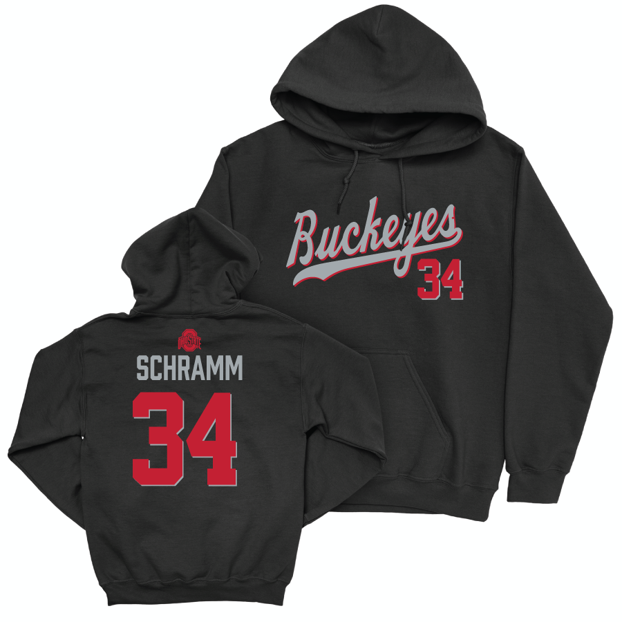 Ohio State Football Black Script Hoodie - Brennen Schramm | #34