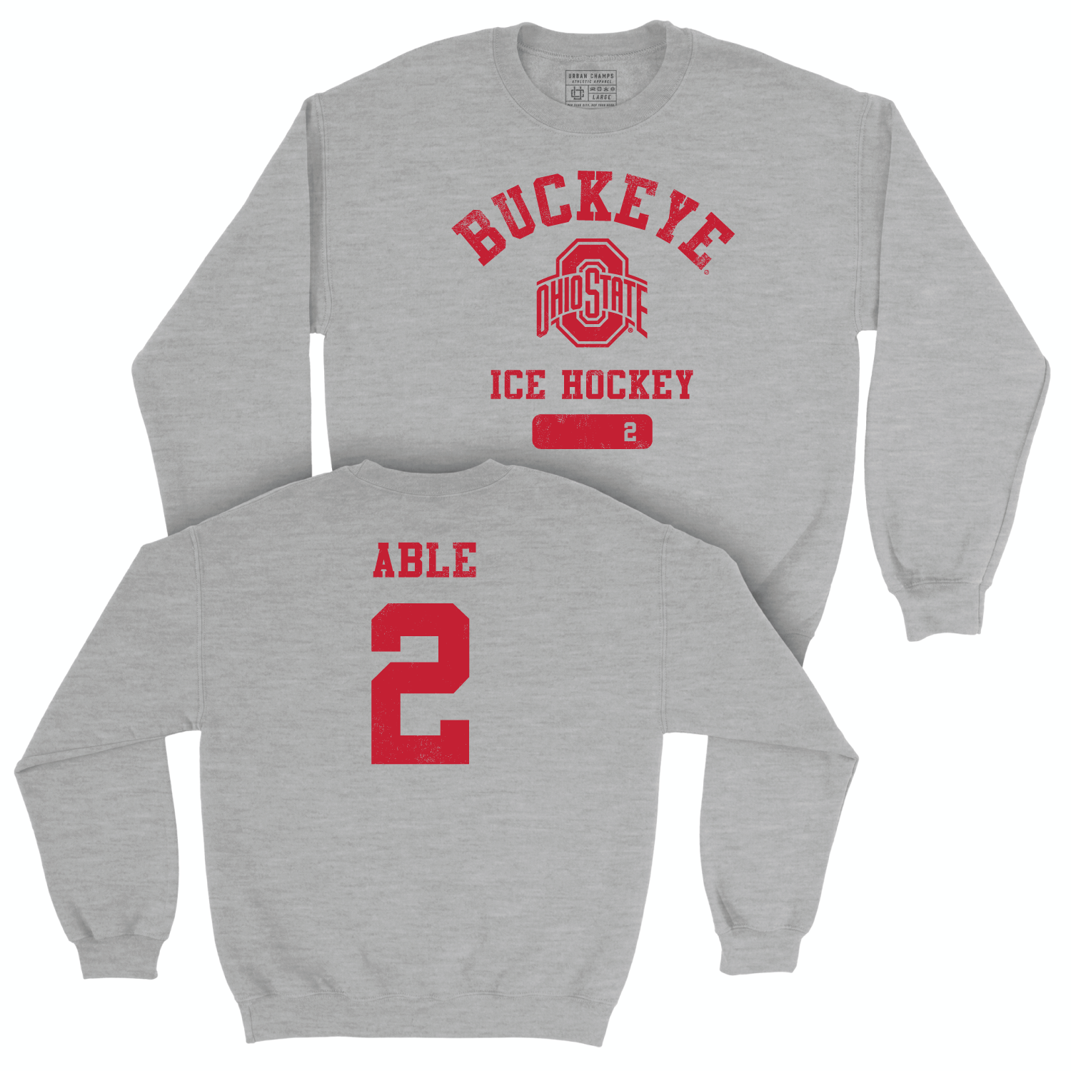 Ohio State Men's Ice Hockey Sport Grey Varsity Crew - Chris Able | #2