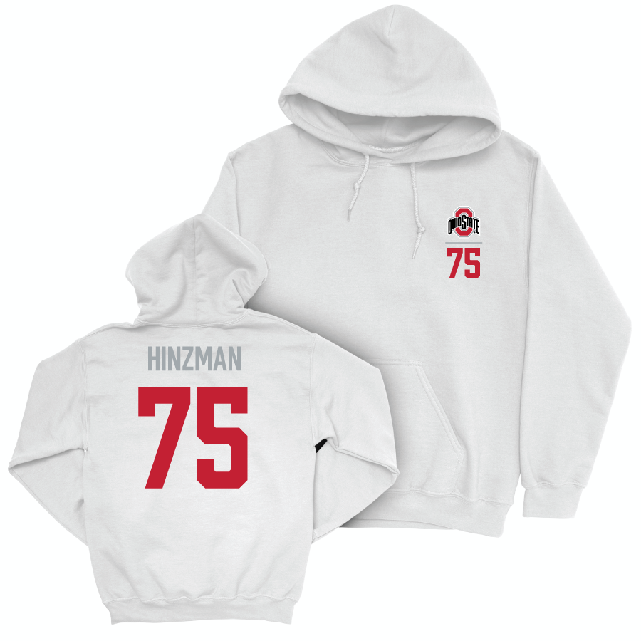Ohio State Football White Logo Hoodie - Carson Hinzman | #75