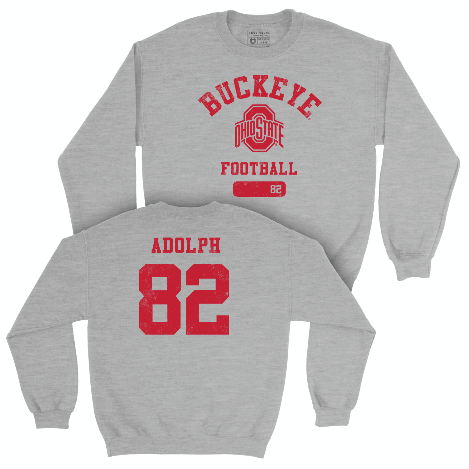 Ohio State Football Sport Grey Varsity Crew - David Adolph | #82