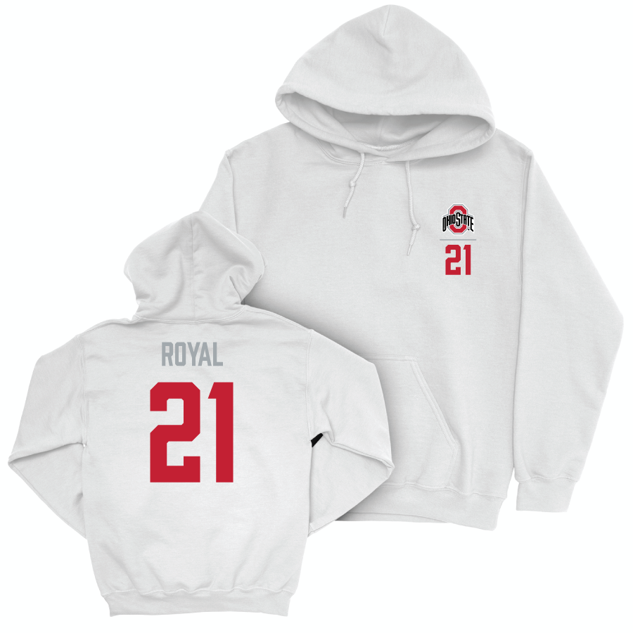 Ohio State Men's Basketball White Logo Hoodie - Devin Royal | #21