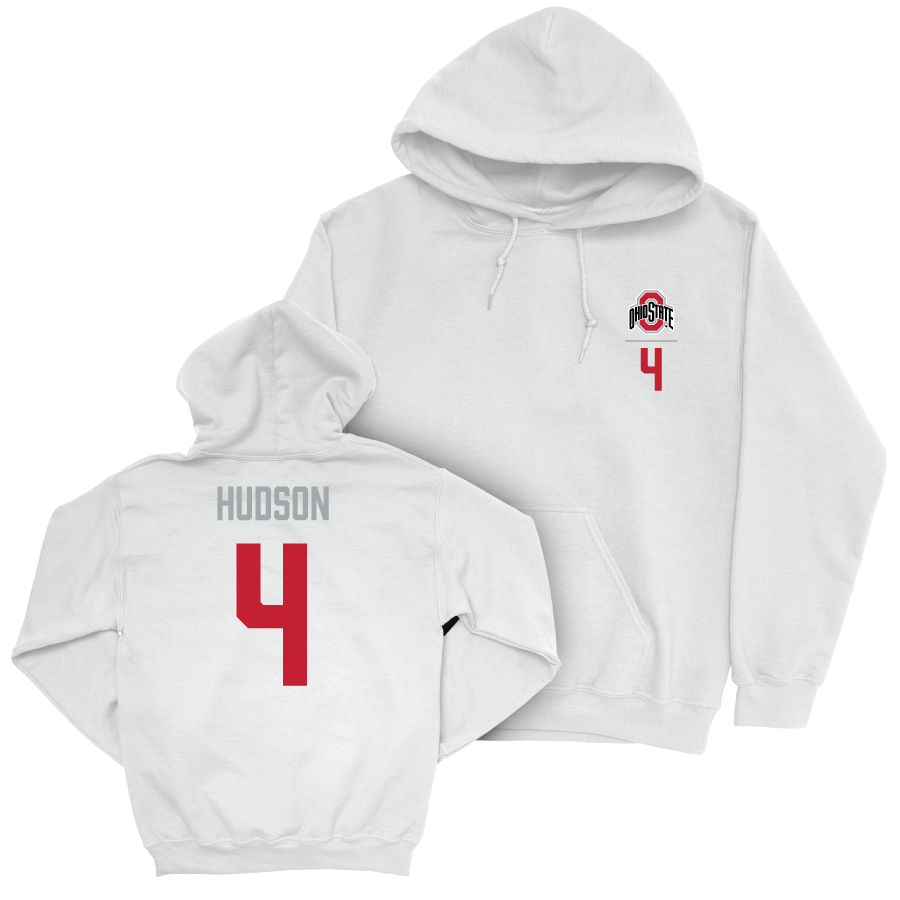 Ohio State Men's Volleyball White Logo Hoodie - Drew Hudson | #4