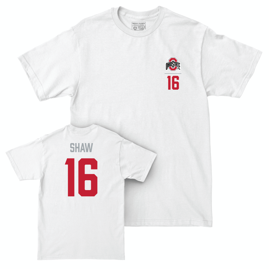 Ohio State Men's Lacrosse White Logo Comfort Colors Tee - Dominic Shaw | #16