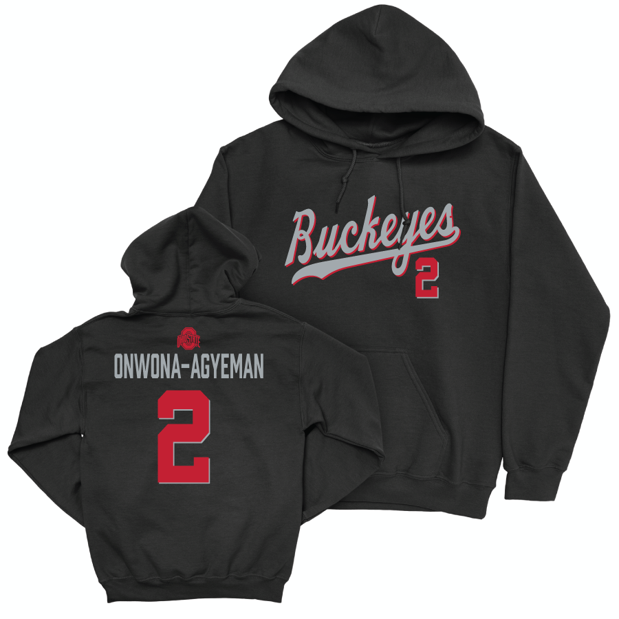 Ohio State Men's Soccer Black Script Hoodie - Dyland Onwona-Agyeman | #2