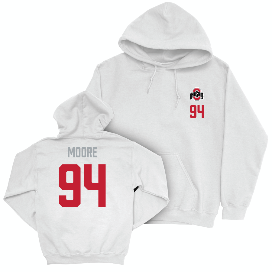 Ohio State Football White Logo Hoodie - Jason Moore | #94