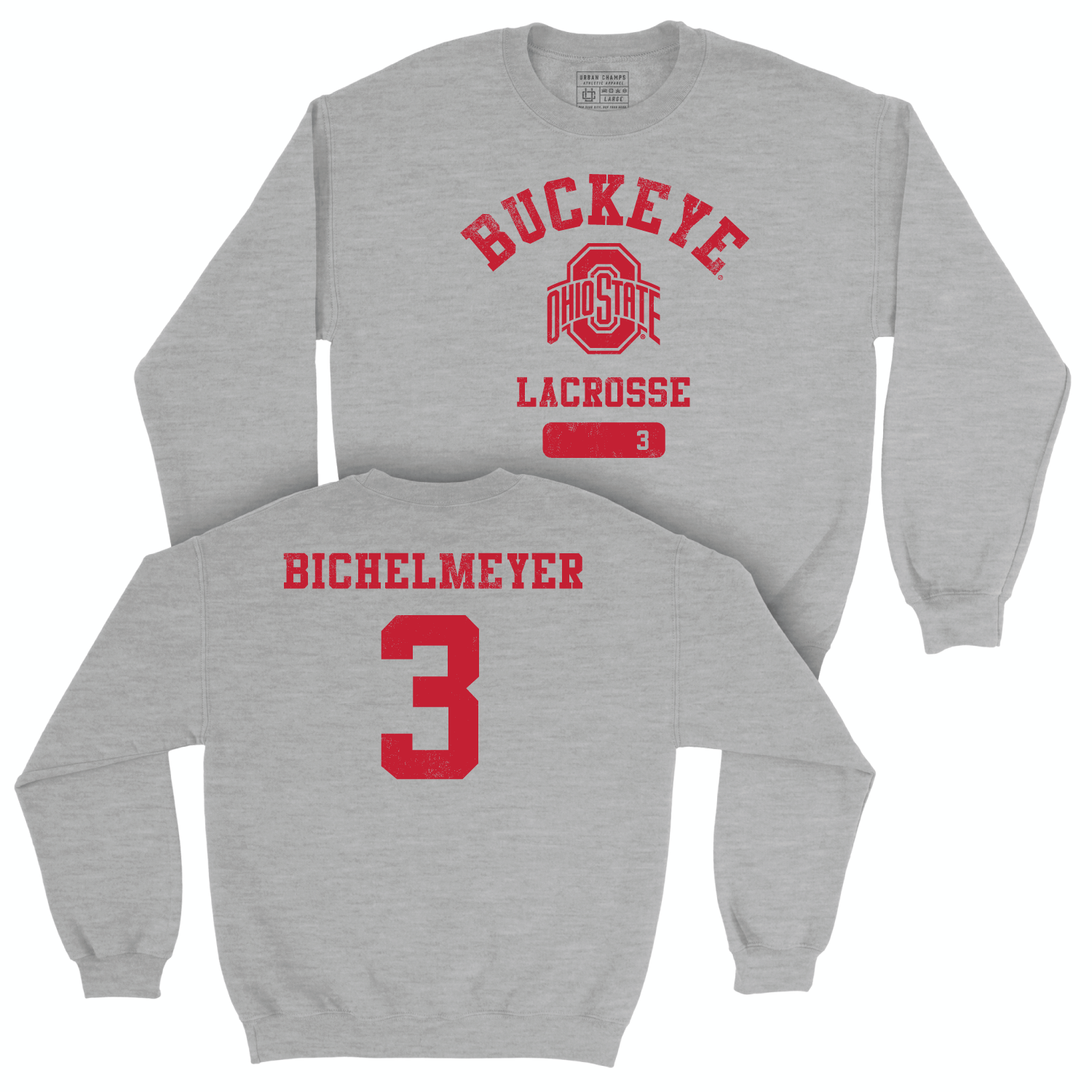 Ohio State Men's Lacrosse Sport Grey Varsity Crew - Jack Bichelmeyer
