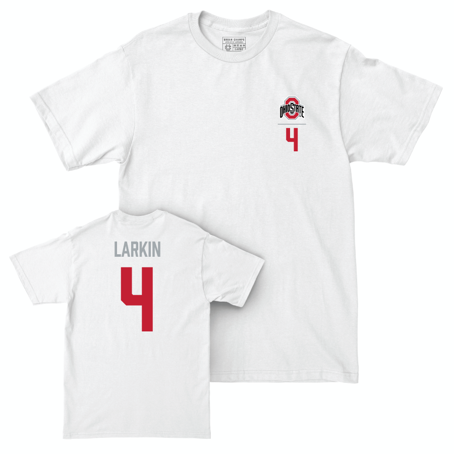 Ohio State Men's Ice Hockey White Logo Comfort Colors Tee - John Larkin | #4