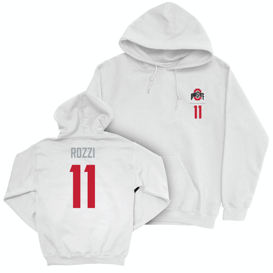 Ohio State Men's Ice Hockey White Logo Hoodie - Jake Rozzi | #11