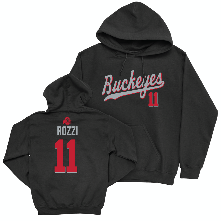 Ohio State Men's Ice Hockey Black Script Hoodie - Jake Rozzi | #11