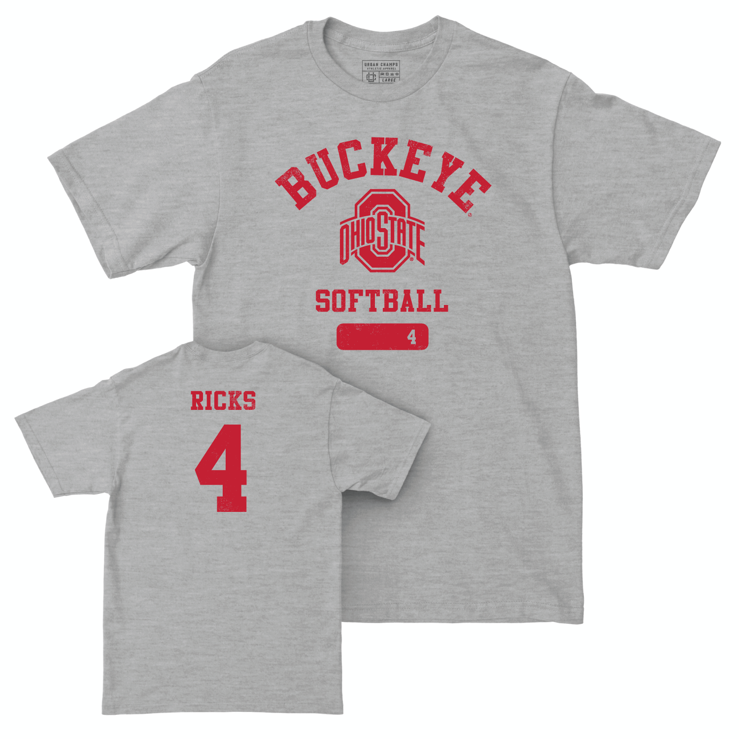 Ohio State Softball Sport Grey Varsity Tee - Kailea Ricks | #4