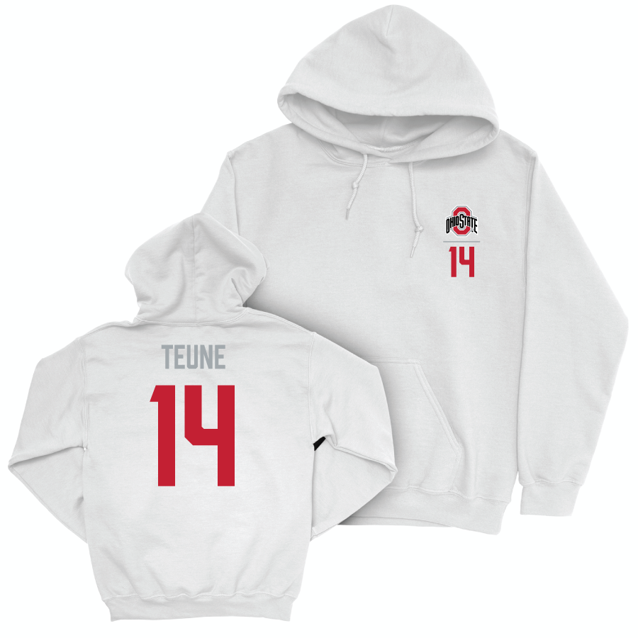 Ohio State Men's Volleyball White Logo Hoodie - Kyle Teune | #14