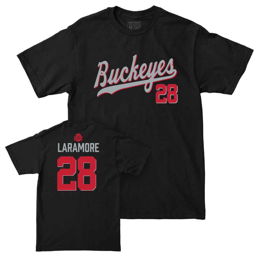 Ohio State Men's Soccer Black Script Tee - Luke Laramore | #28