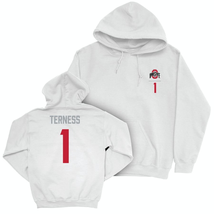 Ohio State Men's Ice Hockey White Logo Hoodie - Logan Terness | #1