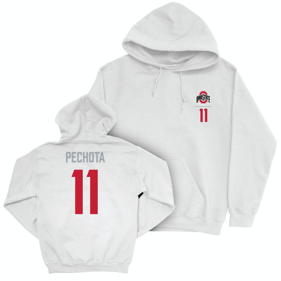 Ohio State Men's Soccer White Logo Hoodie - Luciano Pechota | #11