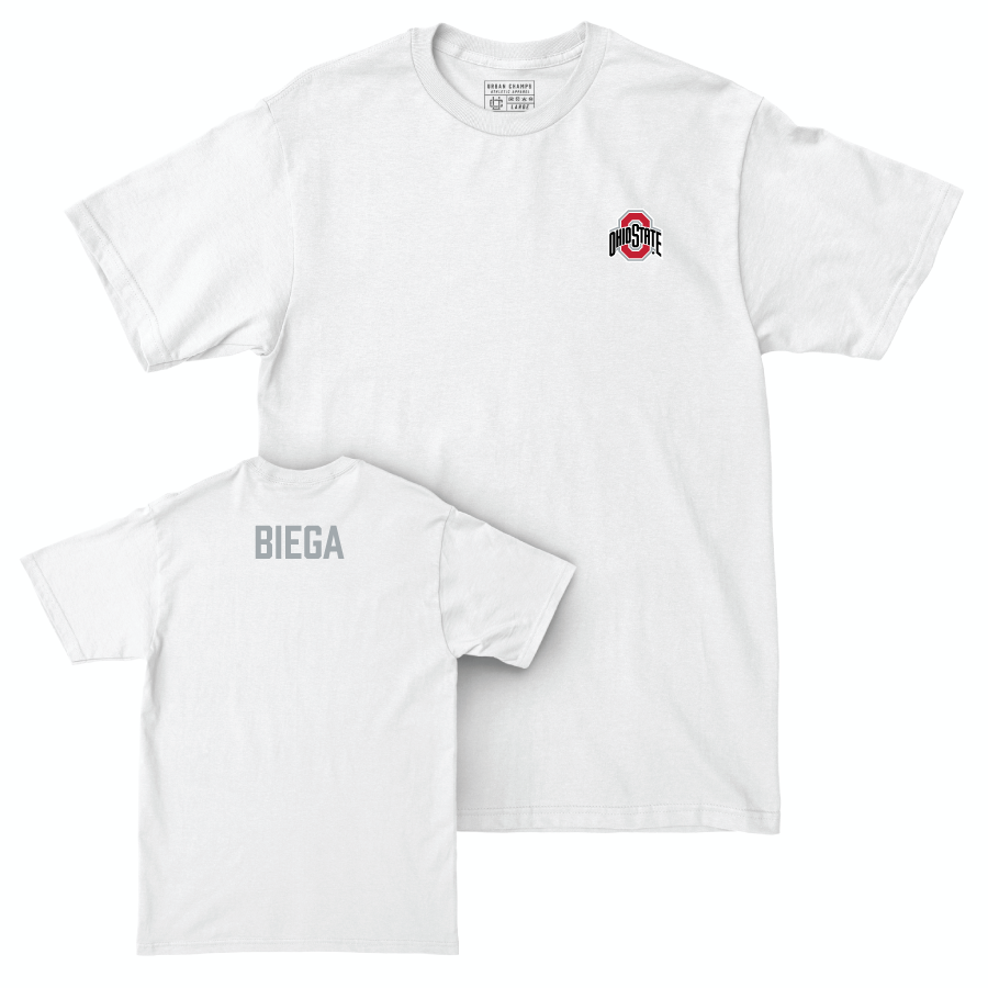 Ohio State Men's Track & Field White Logo Comfort Colors Tee - Nick Biega