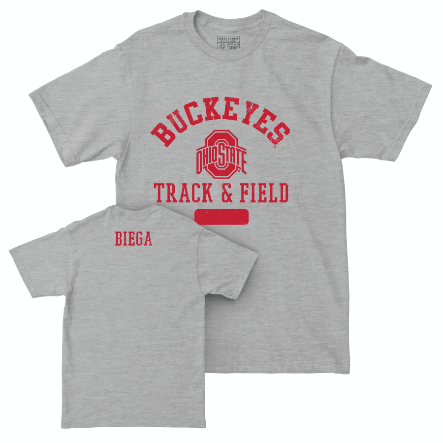 Ohio State Men's Track & Field Sport Grey Varsity Tee - Nick Biega