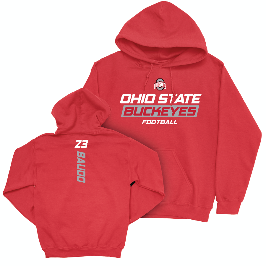 Ohio State Football Red Rush Hoodie - Nolan Baudo | #23