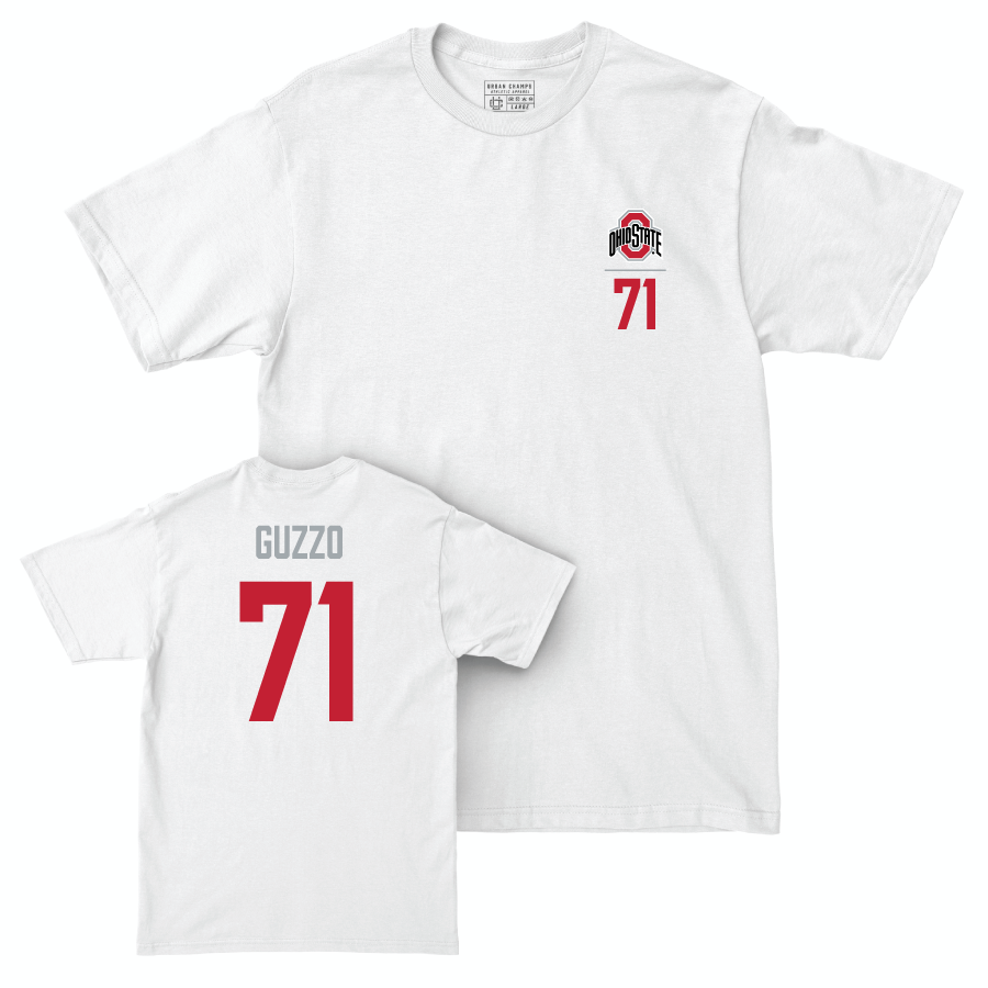 Ohio State Men's Ice Hockey White Logo Comfort Colors Tee - Patrick Guzzo | #71