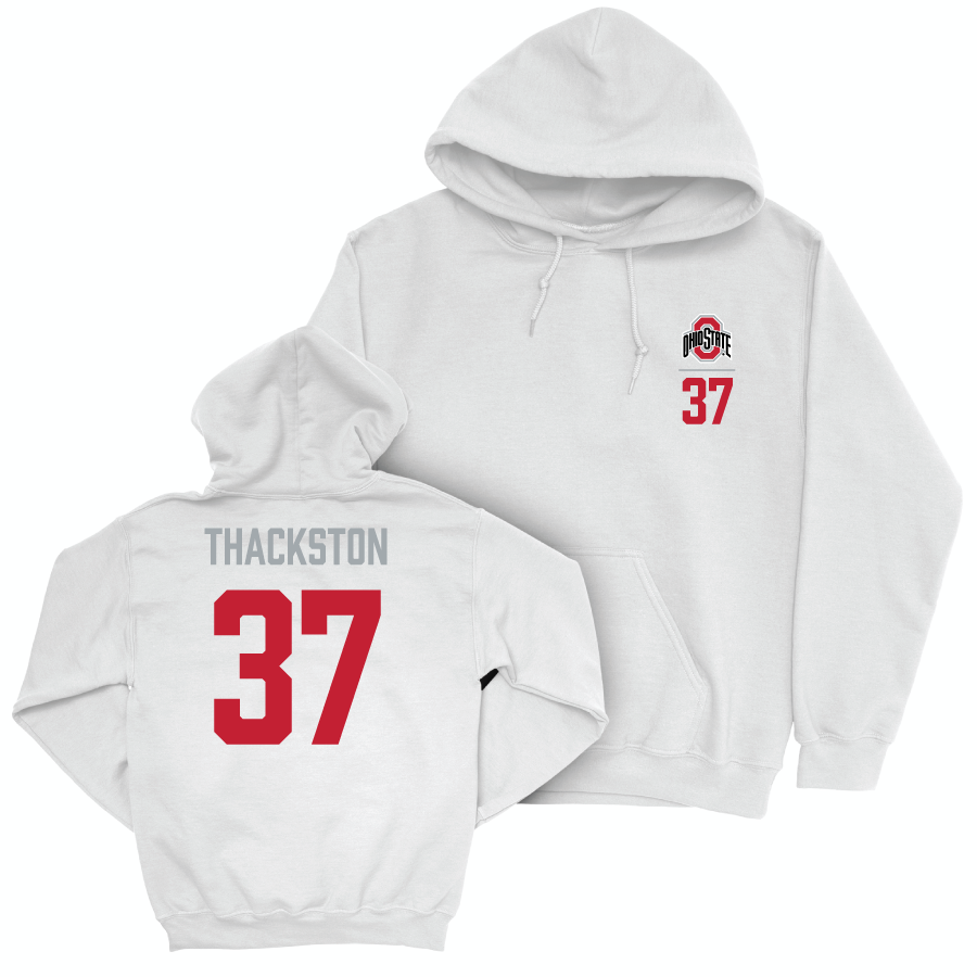 Ohio State Men's Gymnastics White Logo Hoodie - Parker Thackston | #37