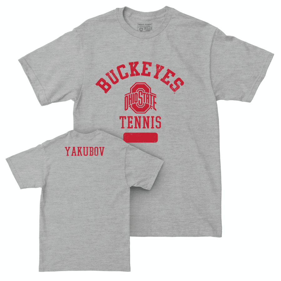Ohio State Men's Tennis Sport Grey Varsity Tee - Reece Yakubov