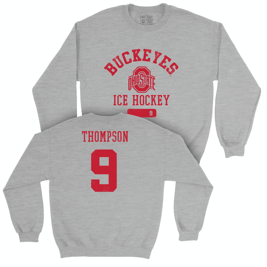 Ohio State Men's Ice Hockey Sport Grey Varsity Crew - Riley Thompson | #9