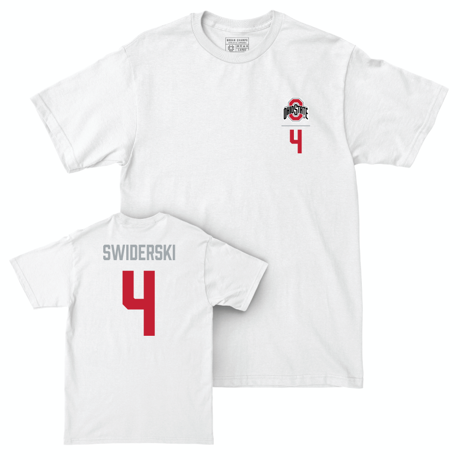 Ohio State Women's Ice Hockey White Logo Comfort Colors Tee - Sara Swiderski | #4