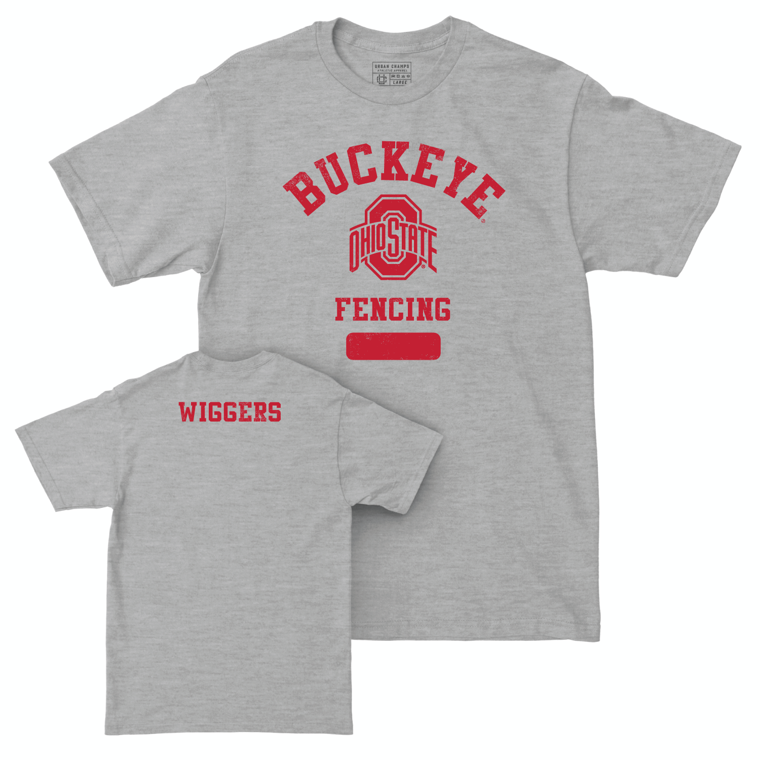 Ohio State Women's Fencing Sport Grey Varsity Tee - Susan Wiggers