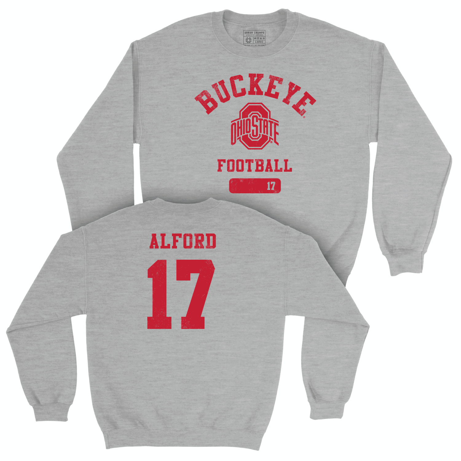Ohio State Football Sport Grey Varsity Crew - Tarvos Alford