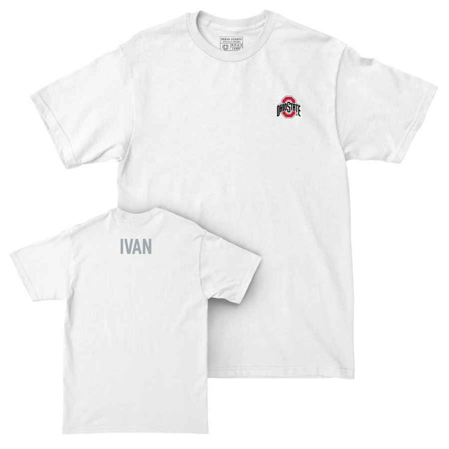 Ohio State Women's Swim & Dive White Logo Comfort Colors Tee - Teresa Ivan